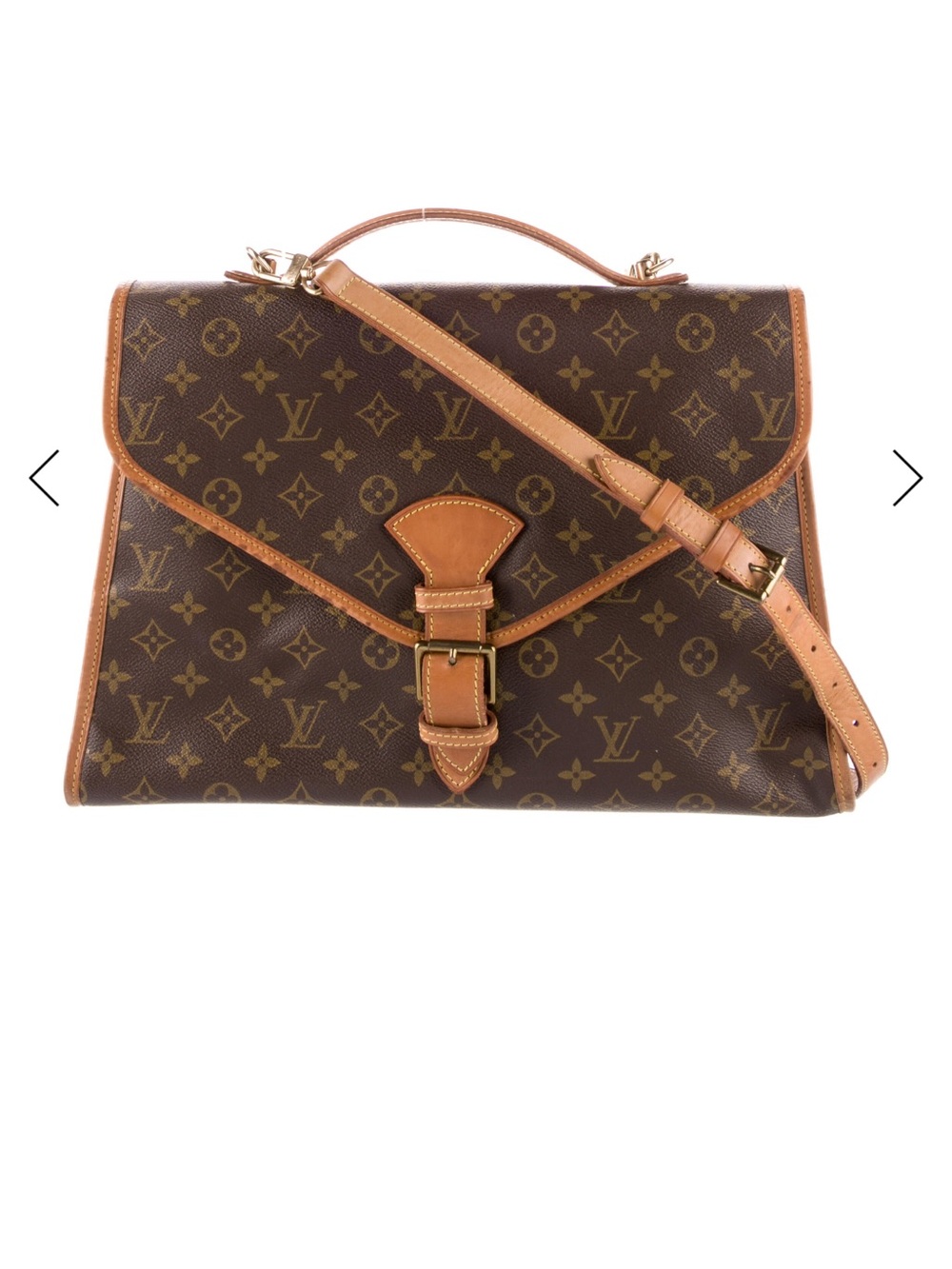 Louis Vuitton Brown Monogram Canvas Leather-Trim Shoulder Bag from 1991 vintage